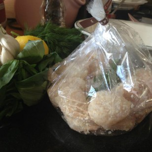 Fresh fish sealed in roasting bag ready to go in the oven