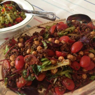 Chickpeas and puy lentil salad with tomatoes