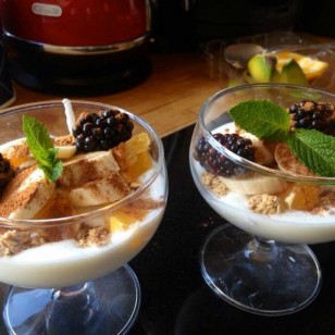 yogurt and blackberry dessert
